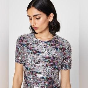 Club Monaco Sequin Tee (winter berry color) new with tags
